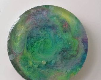 Resin Petri Coaster: 'Hurricane Fairy' - Silver Agate Edge