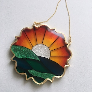 Faux Stained Glass, Resin Art, Sunset Stained Glass, Suncatcher, Wall Hanging, Gifts for Mum, Housewarming Present, Stained Glass Art