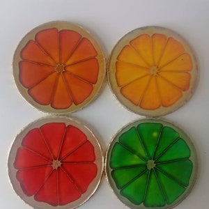 Fruit Slice Agate Resin Coasters-Unique kitsch home decor, nail art palette, art palette, housewarming gift