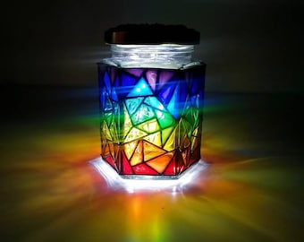 Multicoloured Stained Glass Jar: Custom Home Decor