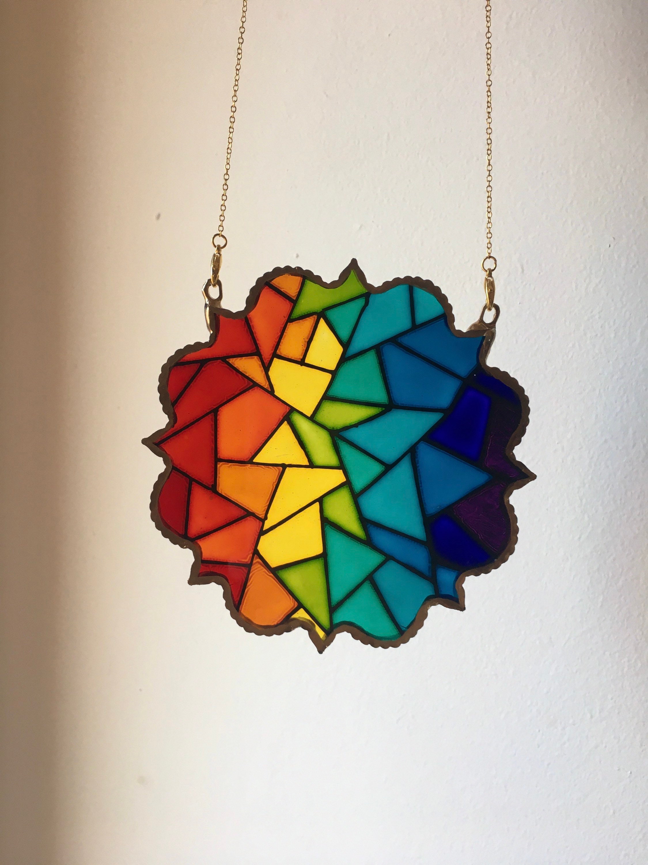 Faux Stained Glass Resin Art Multicoloured Stained Glass Etsy