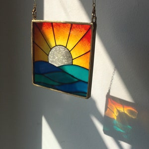 Faux Stained Glass, Resin Art, Sunset Stained Glass, Suncatcher, Wall Hanging, Gifts for Mum, Housewarming Present, Stained Glass Art