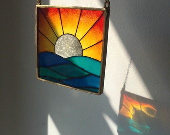 Resin Sunset Suncatcher: Faux Stained Glass Wall Hanging