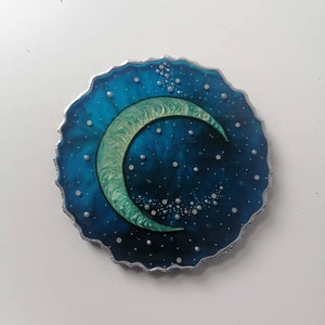 Imperfect Resin Coaster: Crescent Moon, Mandala, Opal, and More