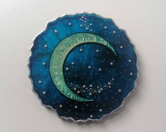 Imperfect Resin Coaster: Crescent Moon, Mandala, Opal, and More