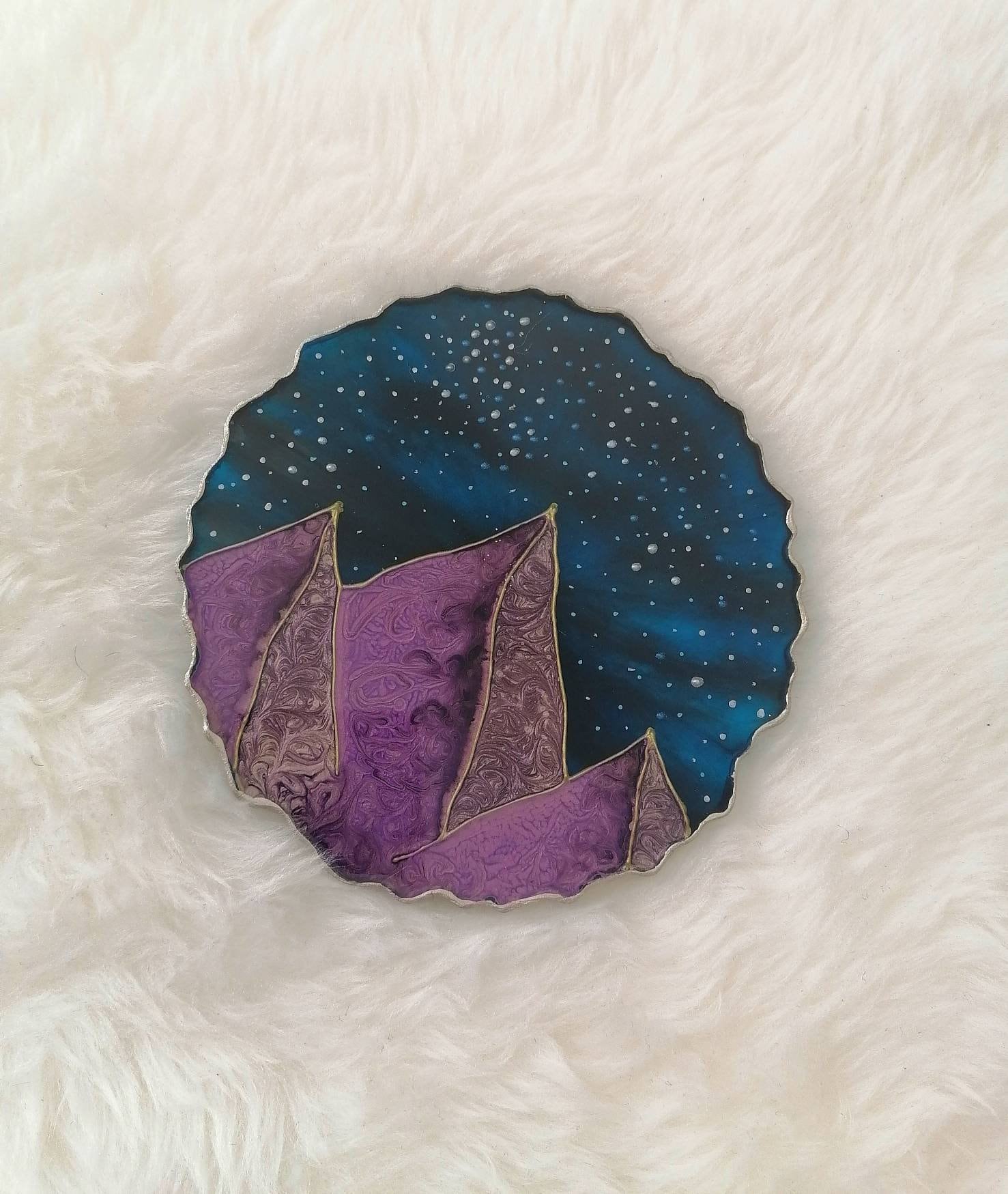 Mountain Night Sky Resin Geode Coaster