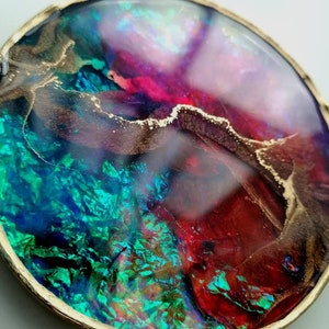 Opal Resin Coaster, Nail Art Palette, Unique Home Decor, Textured Coaster, Teacher Gift, Housewarming Present. Opal Coaster, Anniversary
