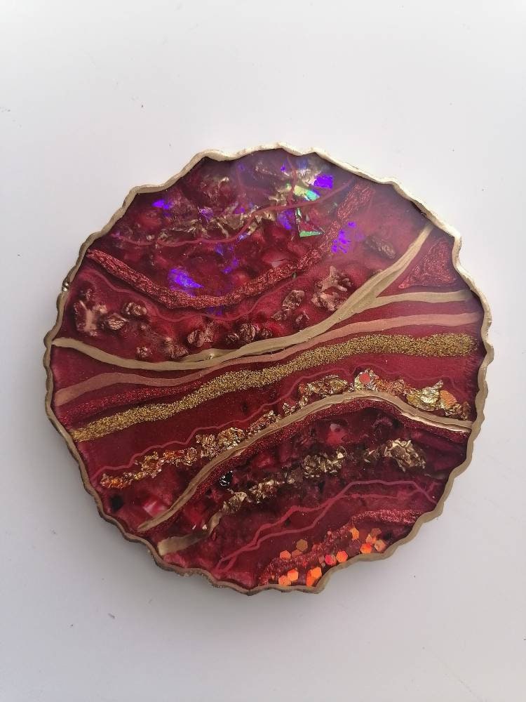 Set of 2 Coloured Geode Resin Agate Coasters | Etsy