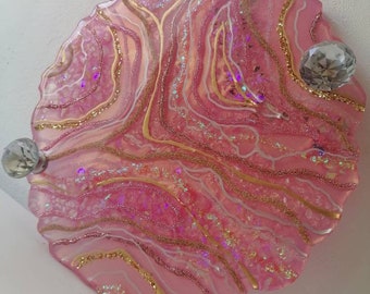 Custom Resin Serving Tray: Geode Home Decor, Vanity Tray (26x26 cm)