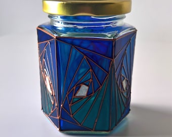 Crystal Zentangle Glass Jar: Swarovski Rhinestone Lid, Home Decor Ornament
