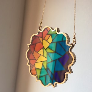 Faux Stained Glass, Resin Art, Multicoloured Stained Glass, Suncatcher, Wall Hanging, Gifts for Mum, Housewarming Present, Stained Glass Art