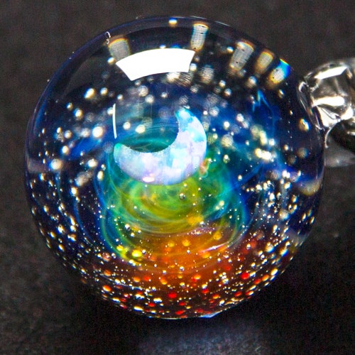 Pavaruni Original Galaxy Ball Pendentif Collier, Universe Glass, Space Cosmos Design, Birthday Handmade Craftsman,Opal Gemstone (Pluton)