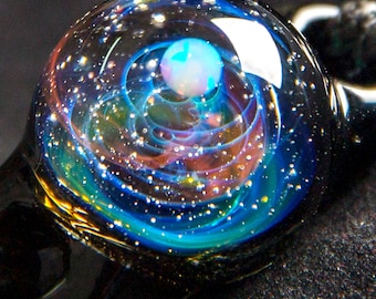 Pavaruni Original Galaxy Ball Bracelet, Universe Glass, Space Cosmos Design,Birthday  Handmade Craftsman,Opal Gemstone(Aurora)