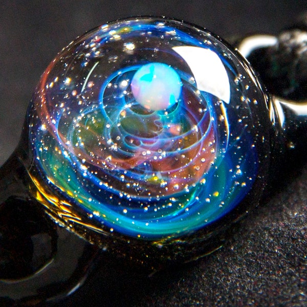 Bracelet original de boule de galaxie de Pavaruni, verre d’univers, conception de cosmos d’espace, artisan fait main d’anniversaire, pierre gemme d’opale (Aurora)