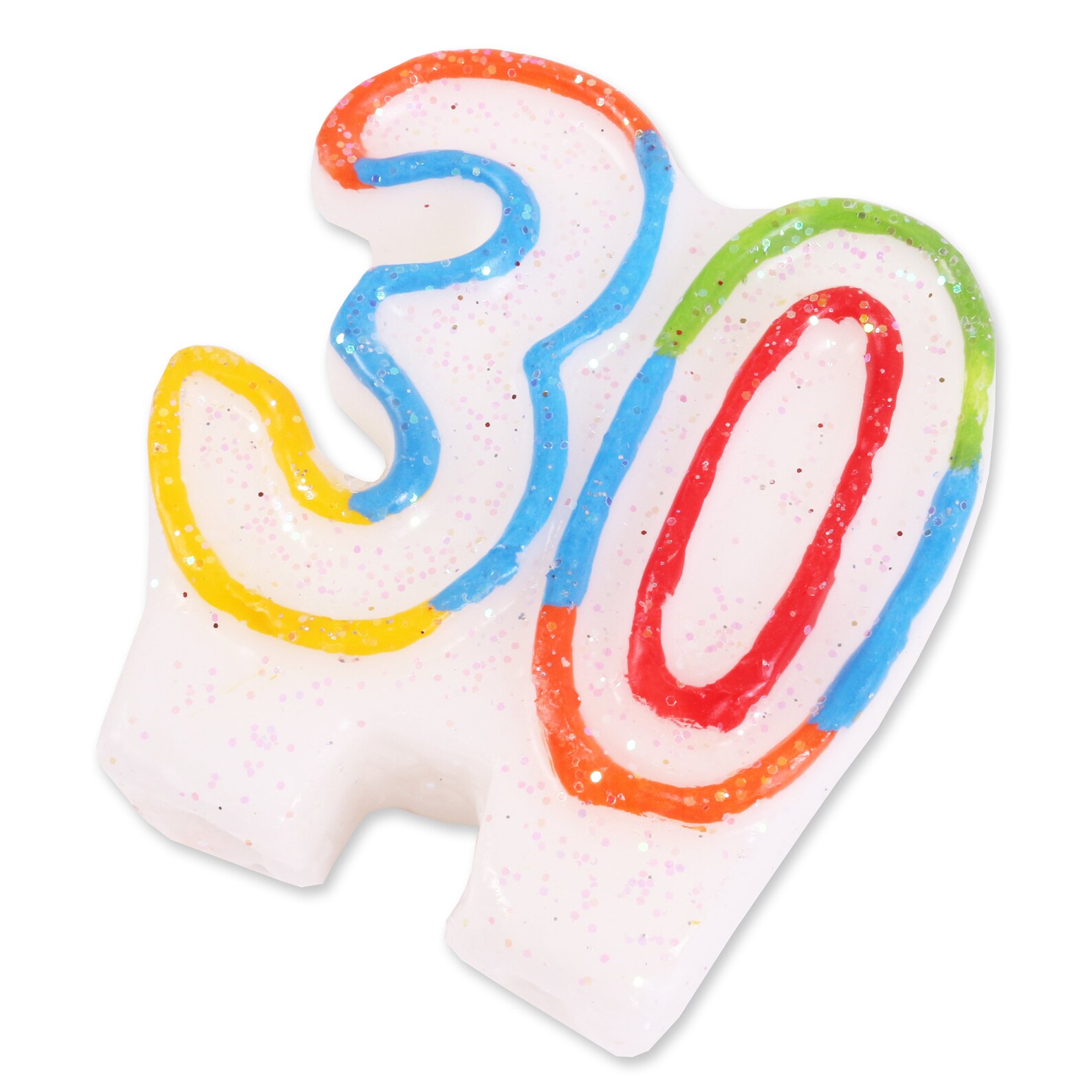 30th Birthday Candle MultiColoured Glittery Celebration Wax Etsy