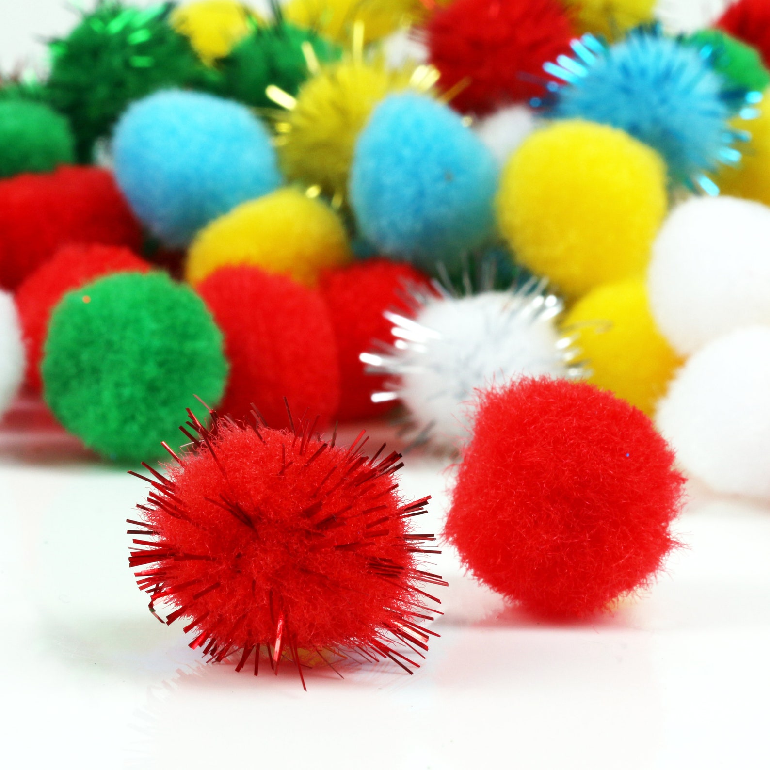 Fuzzy Craft Pom Poms Small Mixed Colour Sparkly & Plain Etsy