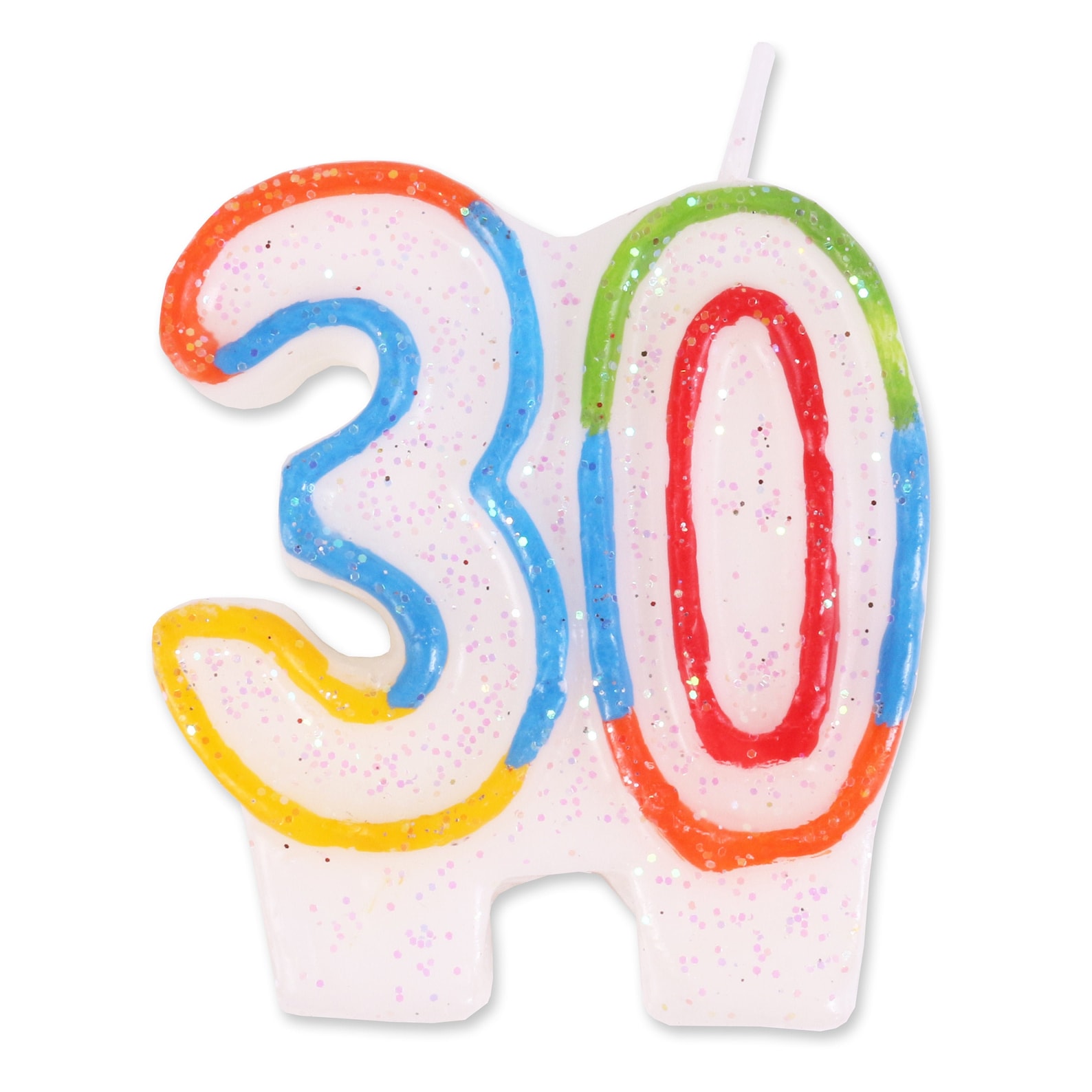 30th Birthday Candle MultiColoured Glittery Celebration Wax Etsy