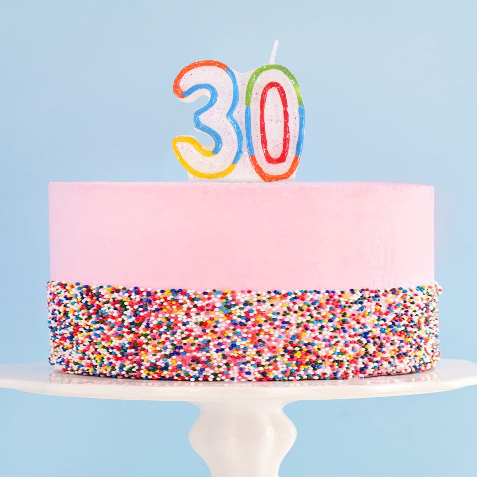 30th Birthday Candle MultiColoured Glittery Celebration Wax Etsy