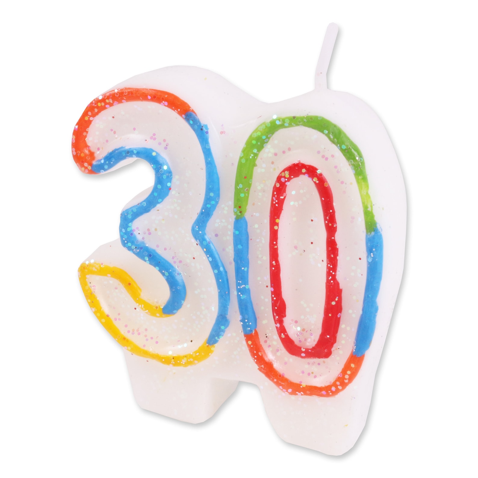 30th Birthday Candle MultiColoured Glittery Celebration Wax Etsy