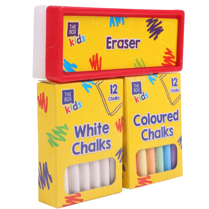 White & Coloured Chalk Sticks With Eraser 24 Chalk Sticks Etsy