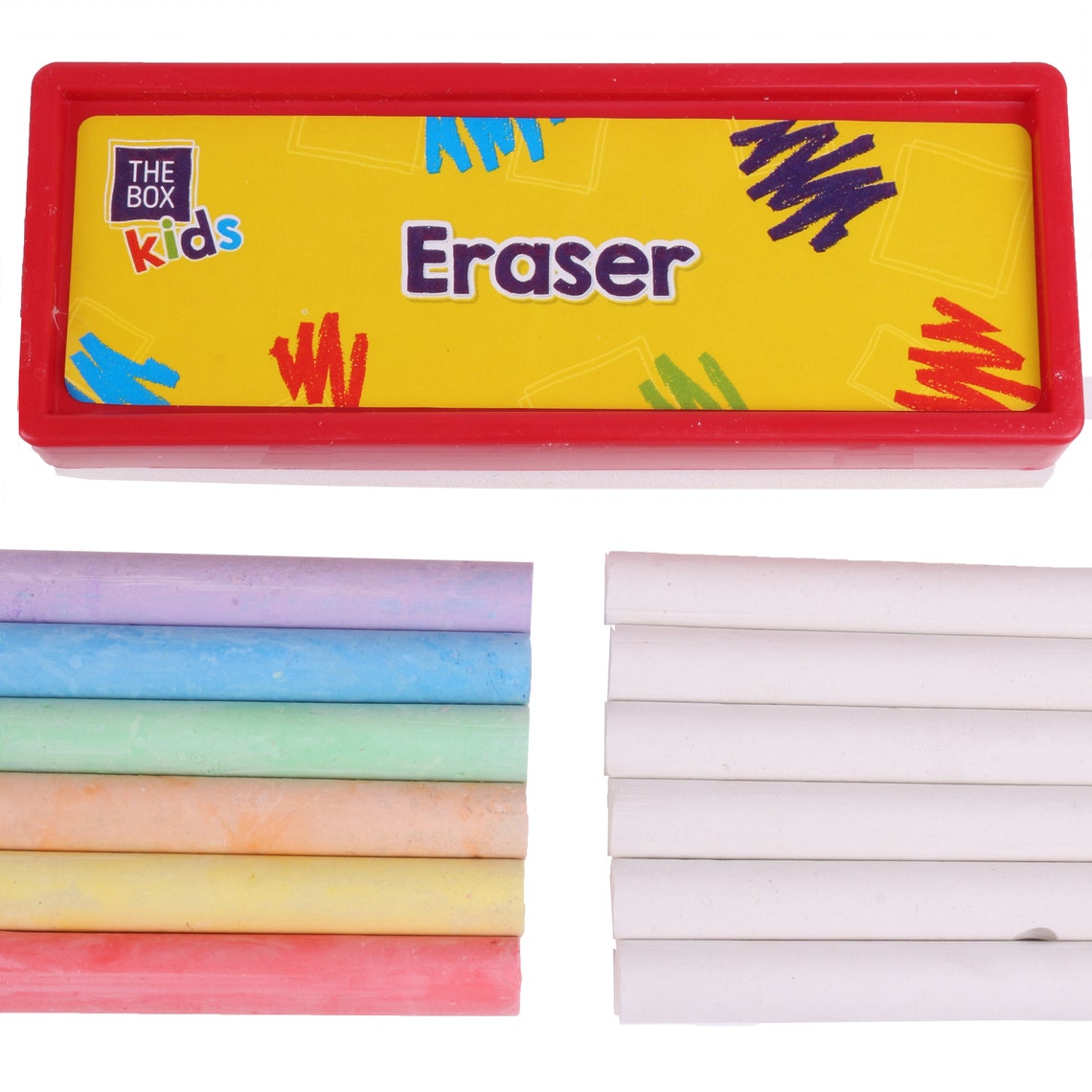 White & Coloured Chalk Sticks With Eraser 24 Chalk Sticks Etsy