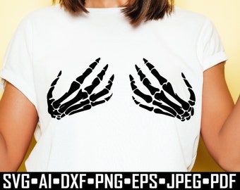 Skeleton Hands SVG Halloween SVG Download, Skull Hands SVG dxf Cut File, Silhouette Printable Sublimation Designs eps, png, dxf, ai, jpeg