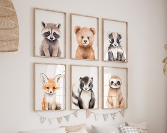 Set of 15 Prints Woodland Animals Nursery Wall Art Gift Printable Forest Baby Room Decor, Woodland Nursery Decor, Nursery Wall Art to Print