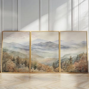 3 Stück Wand Kunst Drucke Berg Herbst Wald Aquarell Landschaft Wand Dekor Print Abstrakte Natur Kinderzimmer Wand Set Modernes Dekor