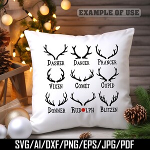 Santa's Reindeer Names Svg, Rudolph Christmas SVG Cut File, Files for