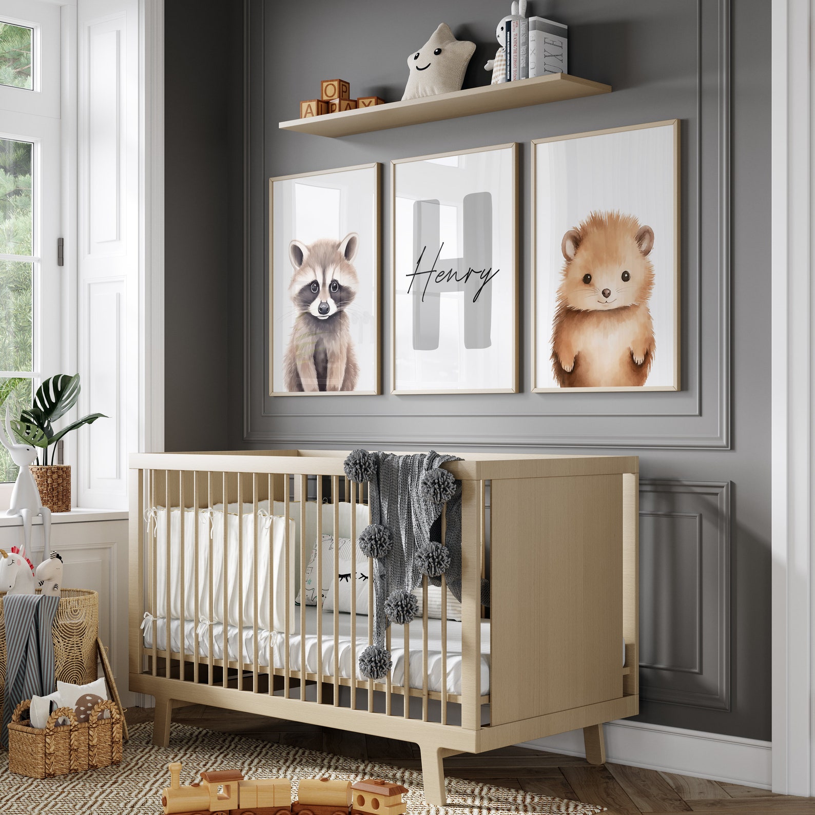 Wall Art Set of 3 Custom Woodland Animal Nursery Prints Forest Animals ...
