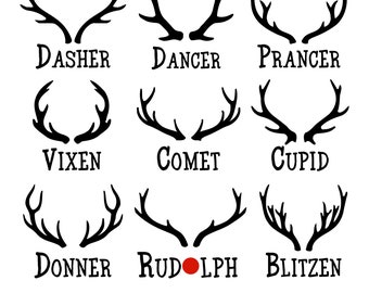 Santa's Reindeer Names Svg, Rudolph Christmas SVG Cut File, Files For Cricut / PNG