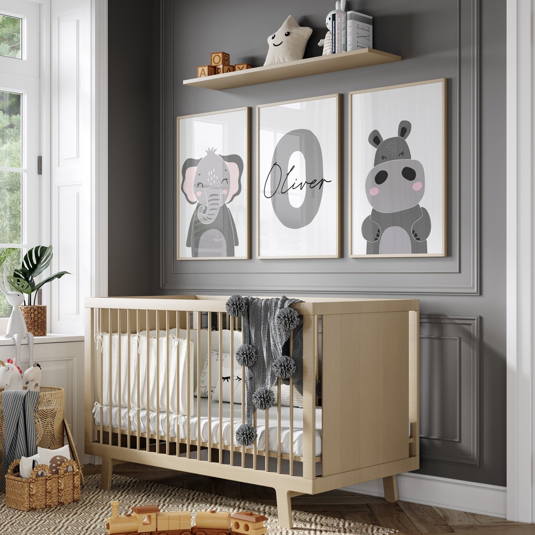 Custom Wall Art Set of 3 Safari Animal Nursery Prints Jungle Nursery ...