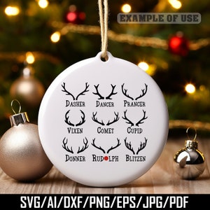 Santa's Reindeer Names Svg, Rudolph Christmas SVG Cut File, Files for