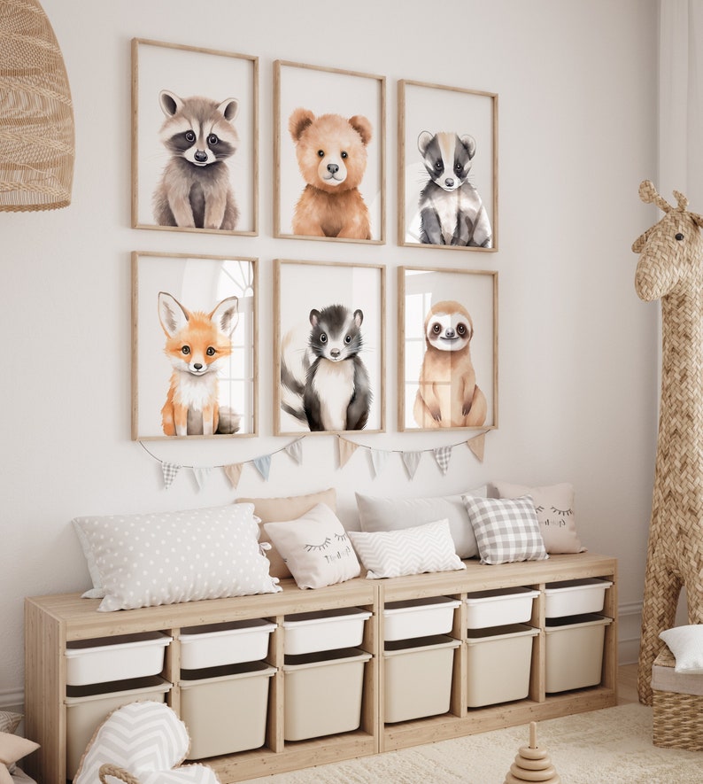 Set of 15 Prints Woodland Animals Nursery Wall Art Gift Printable ...