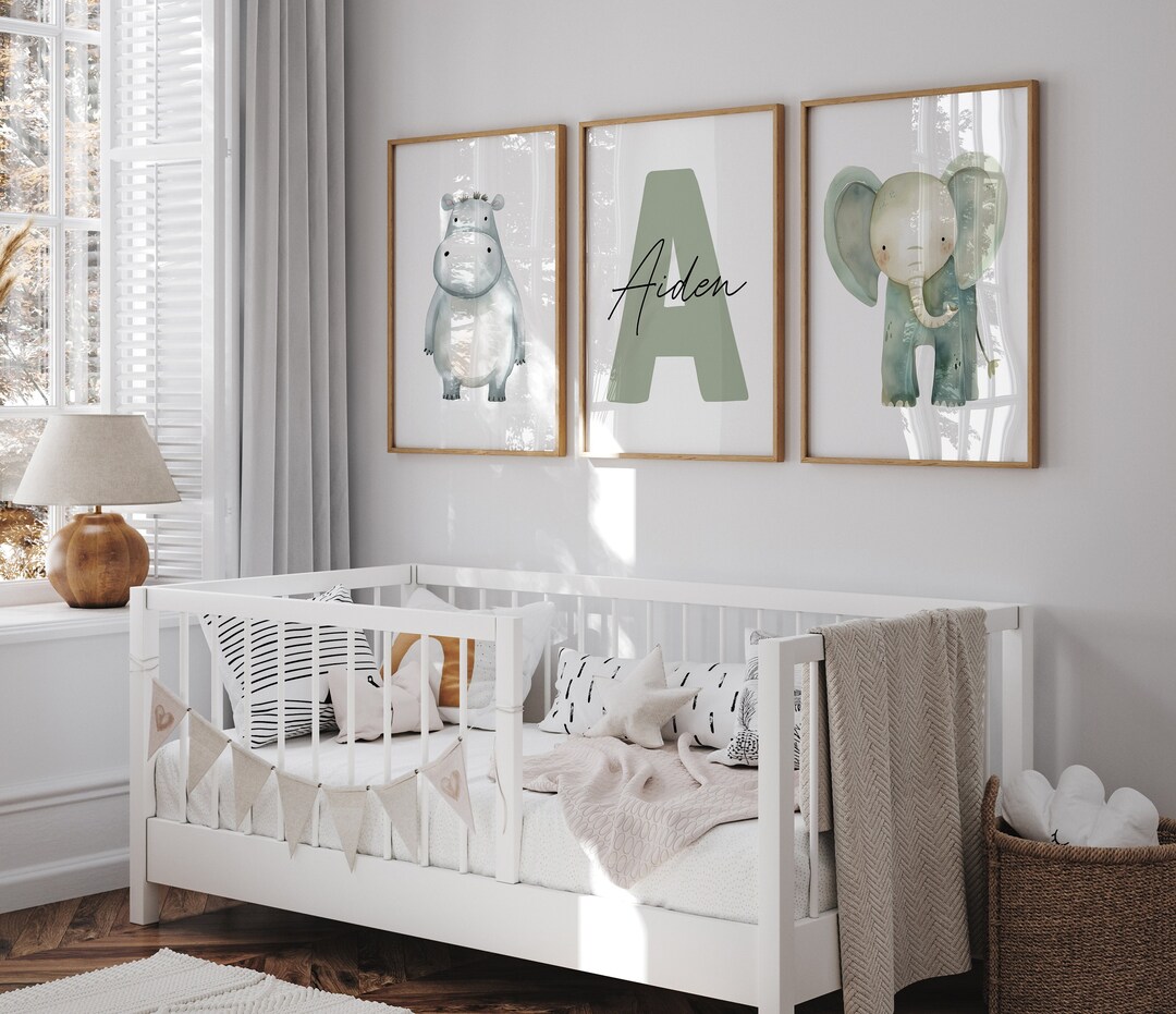 Wall Art Set of 3 Custom Safari Animal Nursery Prints Jungle Nursery ...