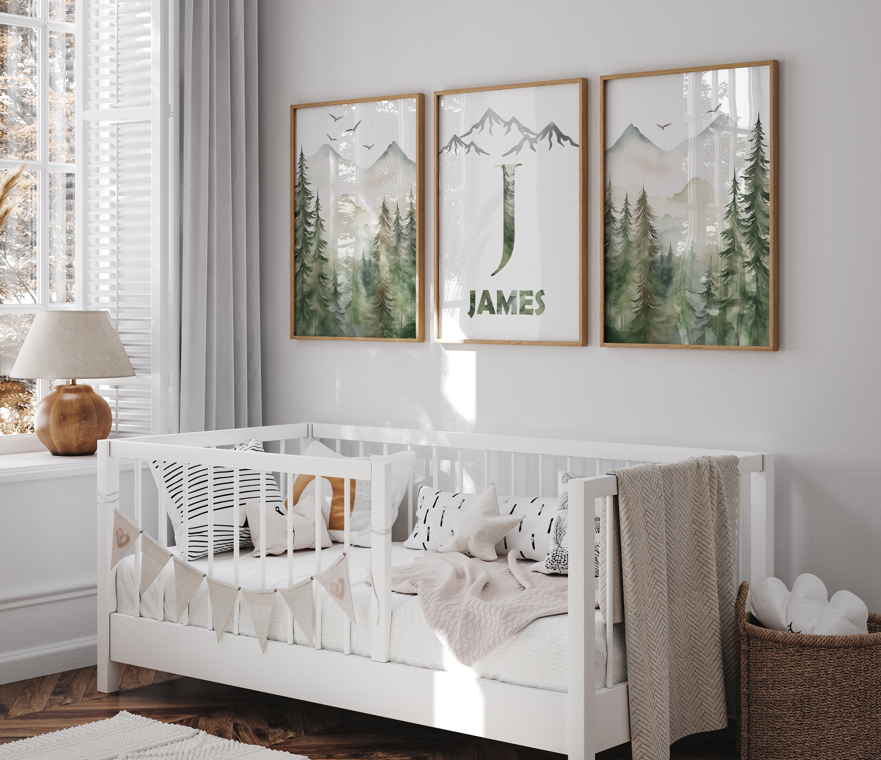 Mountain Nursery Wall Art Set of 3 Custom Forest Prints Watercolor ...