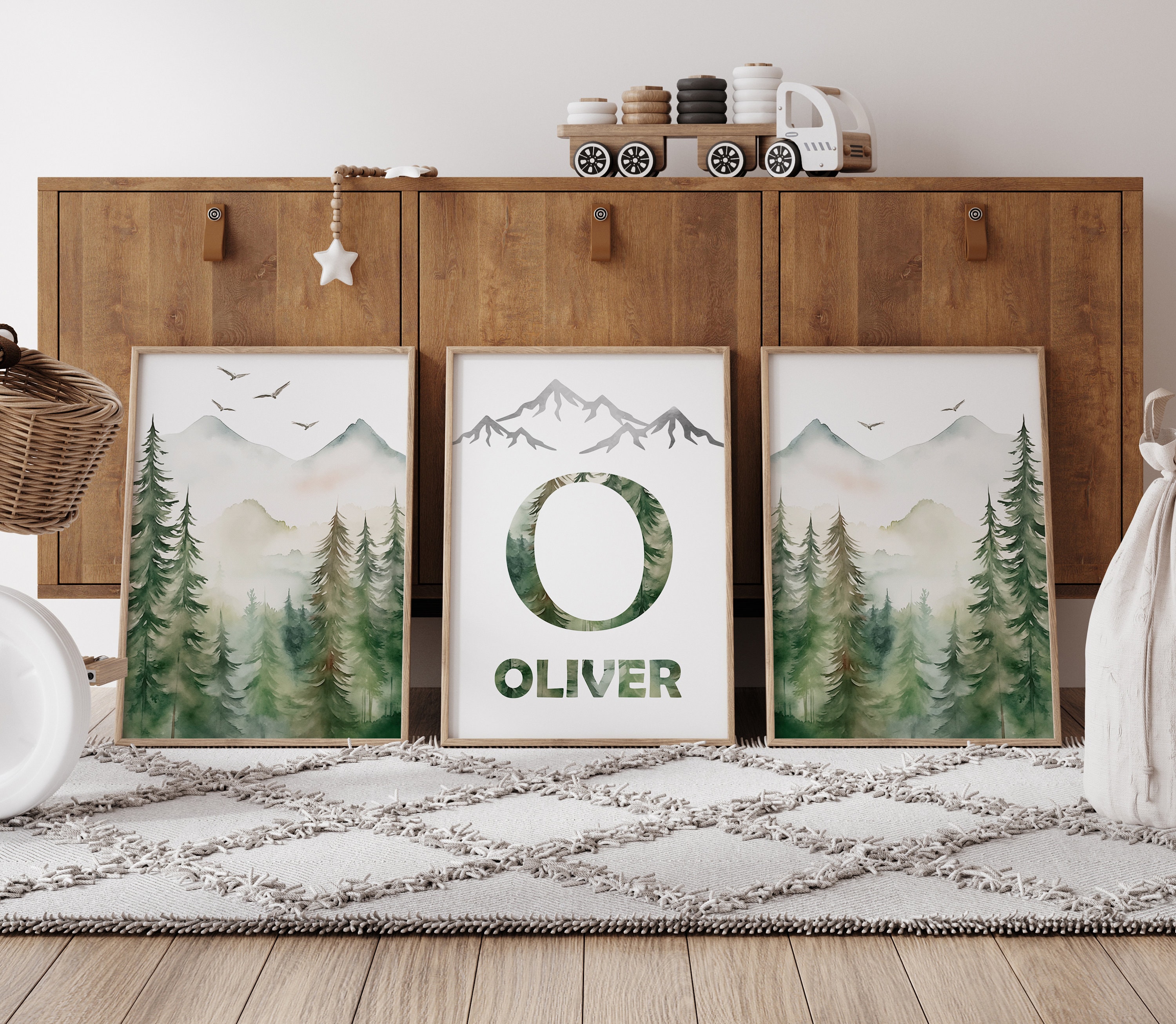 Mountain Nursery Wall Art Set of 3 Custom Forest Prints Watercolor ...