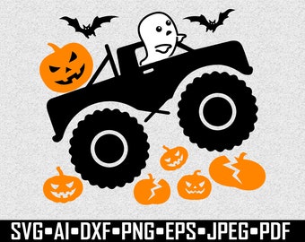 Pumpkin Monster Truck SVG Boy Halloween Shirt Design Boys Halloween Svg Trucks Pumpkin Monster Truck PNG Cut File Cricut Boy Shirt Design