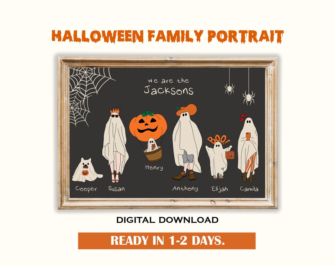 Personalized Halloween Ghost Family Portrait Family Print Halloween ...