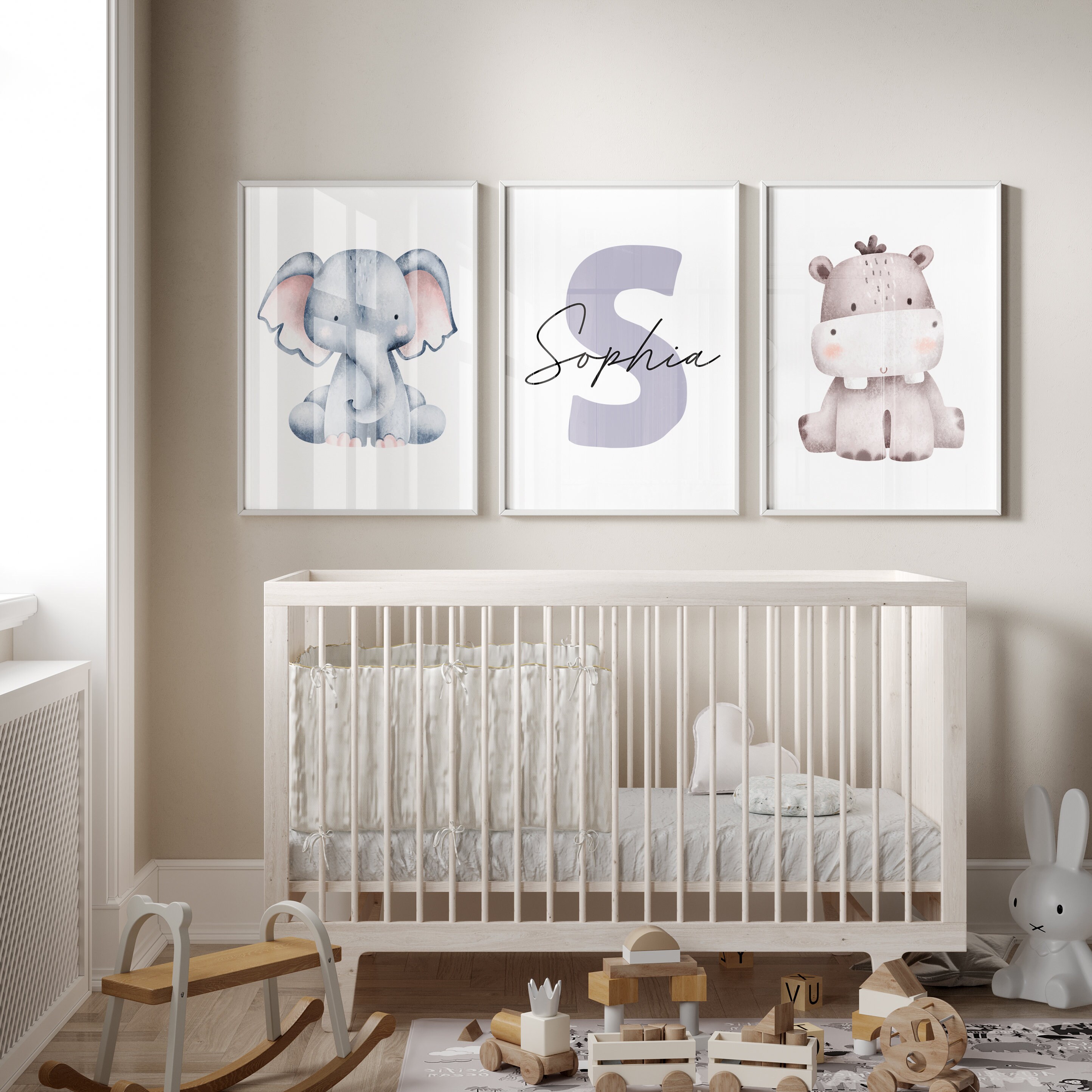 Custom Wall Art Set of 3 Safari Animal Nursery Prints Jungle Nursery ...