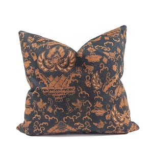 Vintage Gold Patterned Batik Pillow Cover | Handcrafted Indonesian Batik Tulis | Luxe Home Decor