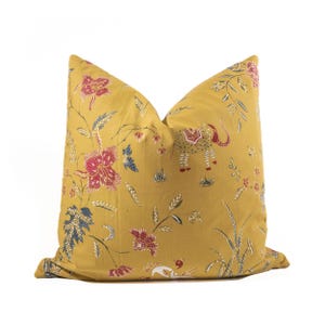 Vintage Ochre Batik Cushion, Javanese Hand-drawn Batik, Floral Batik Tulis, Indonesian Antique Batik