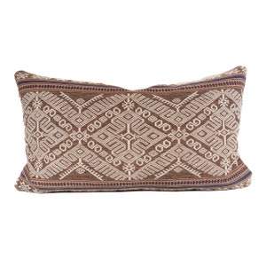 Brown Taupe Pahikung Sumba Pillow Cover 14x24&quot;, Traditional Pattern Textile, Indonesia Ikat