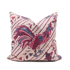 Vintage Rooster Batik Pillow Cover: Hand-Drawn Banyumas Cushion