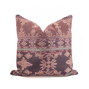 Vintage Ikat Pillow Cover: 20x20 Red Brown Ethnic Textile
