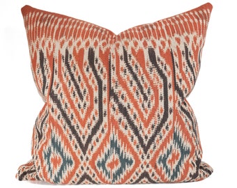 Terracotta Ikat Pillow Cover, Sekomandi Natural Dye Ikat, Tribal Pillow Cover 20x20"