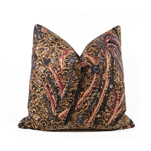 Double-Sided Batik Pillow Cover Vintage  Classic Javanese Hand-drawn Batik Brown Cushion 20&quot;x20&quot;
