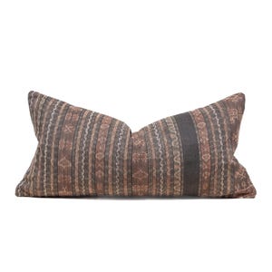 Faded Vintage Ikat Pillow Cover – 12"x24" Rustic Cushion