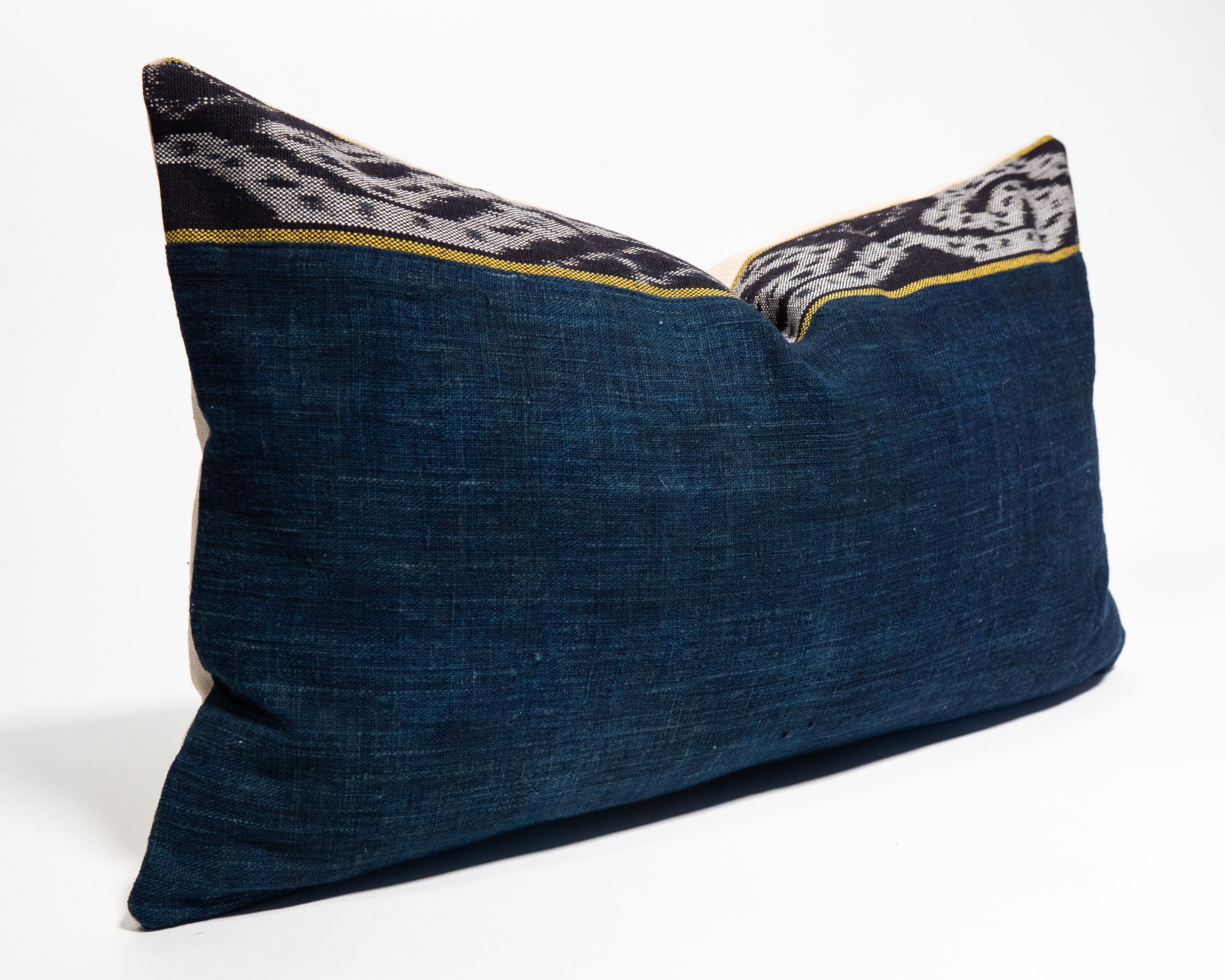 Indigo Blue Handwoven Lumbar Pillow Cover 12x20 Hand Spun Etsy