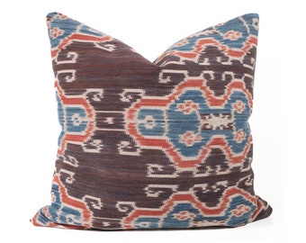 Sumba Indigo Ikat Pillow Cover 20"x20", Vintage Natural Dye Ikat, Tribal Indonesia Pillow